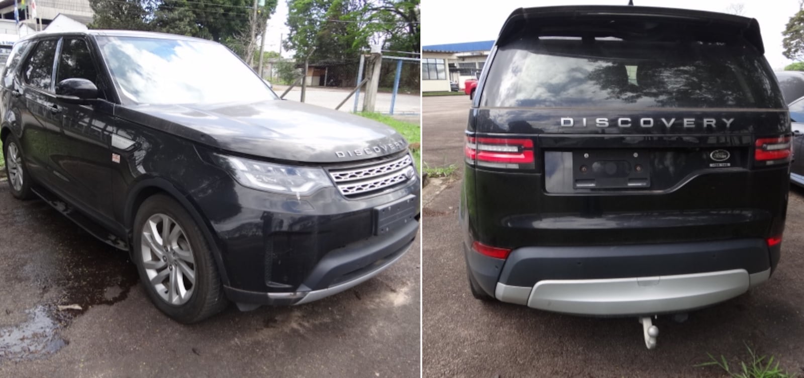 A Land Rover Discovery 3.0, ano e modelo 2017/2017, preta, tem lance inicial de R$ 50 mil Reprodução/Montagem/Receita Federal