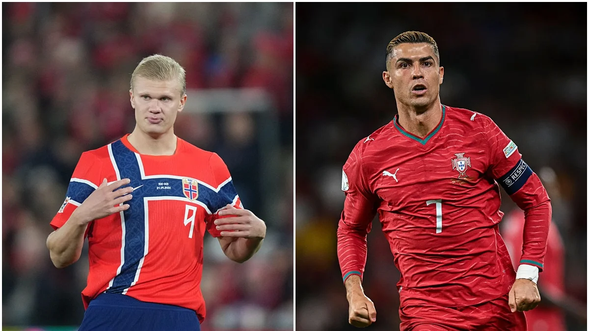 Haaland e Cristiano Ronaldo fazem duelo de gerações na Nations League