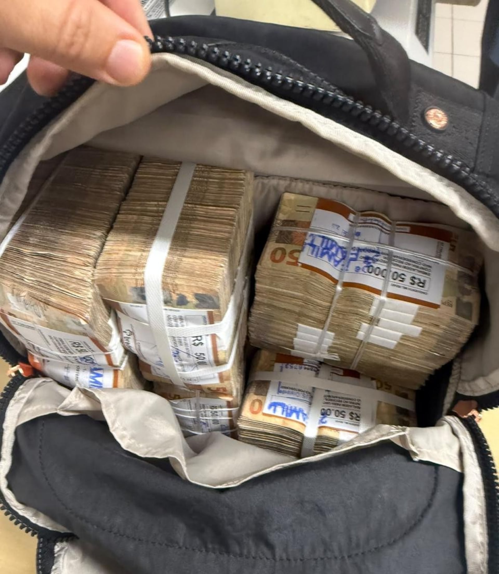Agentes apreenderam dinheiro, documentos e planilhas com mulher Reprodução/Polícia Federal