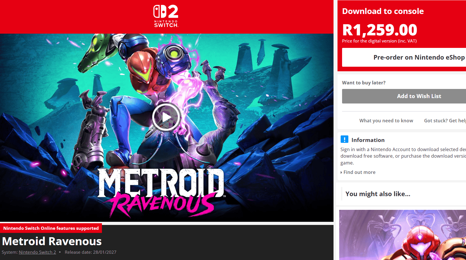 Preços digitais revelados para novos títulos da Nintendo na África do Sul