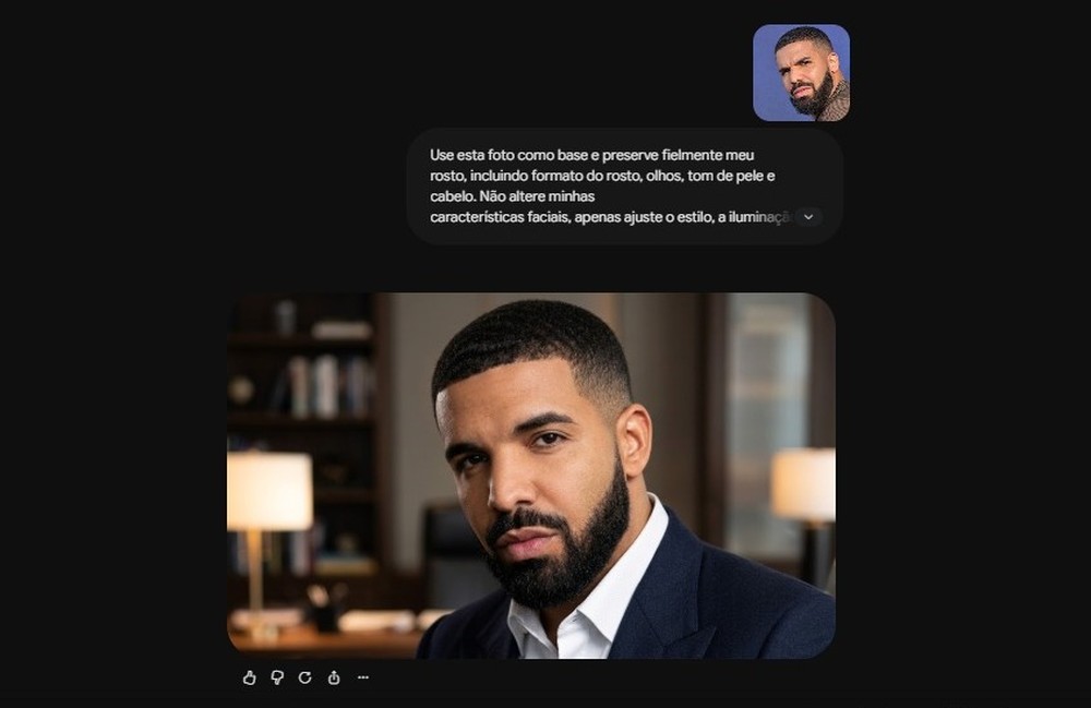Imagem gerada pelo Gemini preservando as caracteristicas do rosto — Foto: Diedrich Bader/TechTudo