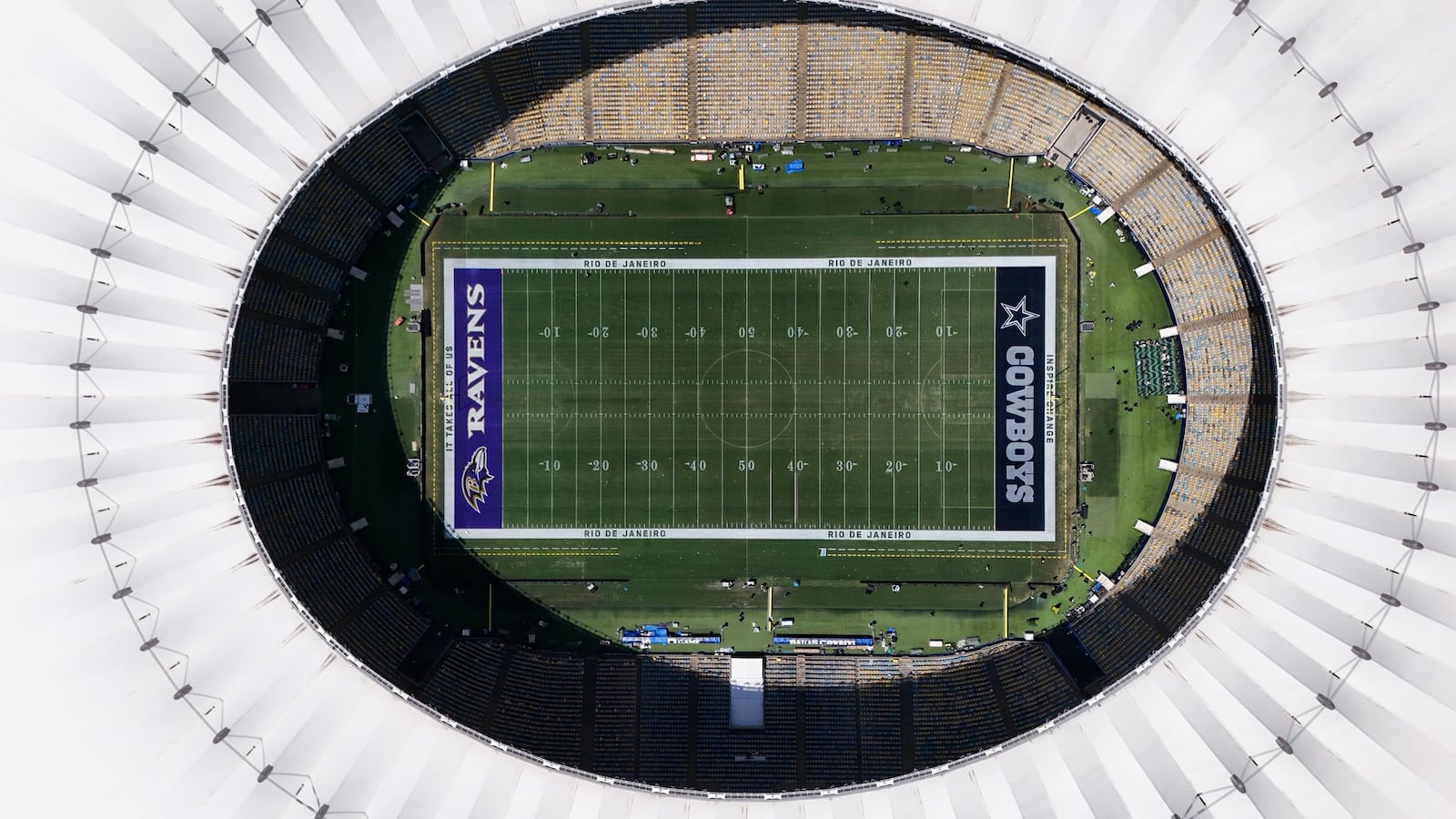 Imagem aérea do Maracanã, palco de Baltimore Ravens e Dallas Cowboys Reprodução Twitter/@maracana