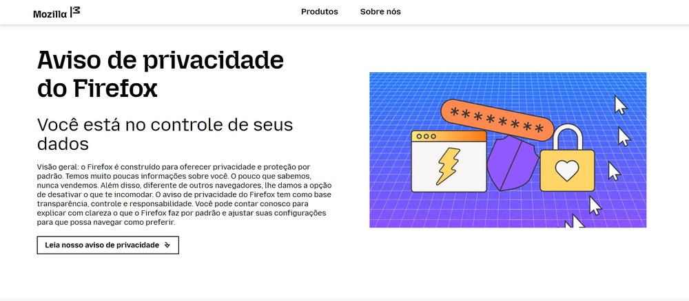 Privacidade e segurança fazem parte do carro forte do Mozilla Firefox — Foto: Reprodução/Erika Martins (captura de tela da página do Mozilla)