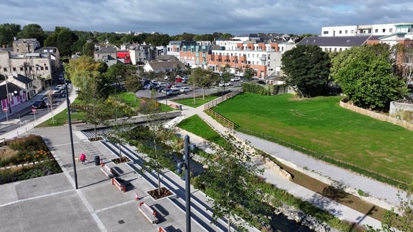 A drone shot of the regeneration of Quay Street and the harbour area of Balbriggan
