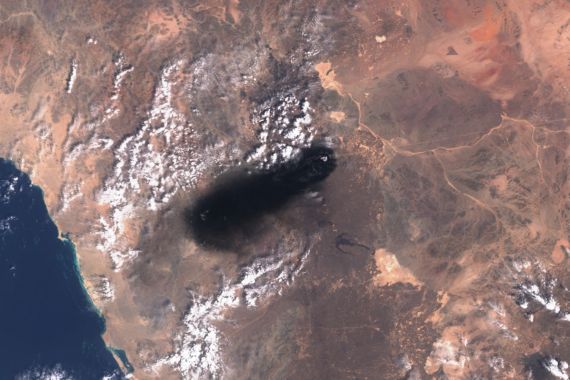 A satellite image shows black smoke rising from an area of Saudi Arabia’s East-West oil pipeline south of Medina, Hejaz Region, Saudi Arabia September 10, 2026. European Union/Copernicus Sentinel-3/Handout via REUTERS THIS IMAGE HAS BEEN SUPPLIED BY A THIRD PARTY. MANDATORY CREDIT. NO RESALES. NO ARCHIVES. VERIFICATION: - NASA FIRMS detected thermal activity at area of East-West oil pipeline south of Medina on September 10 - Multiple publicly available maps, including Open Infrastructure Map, sh