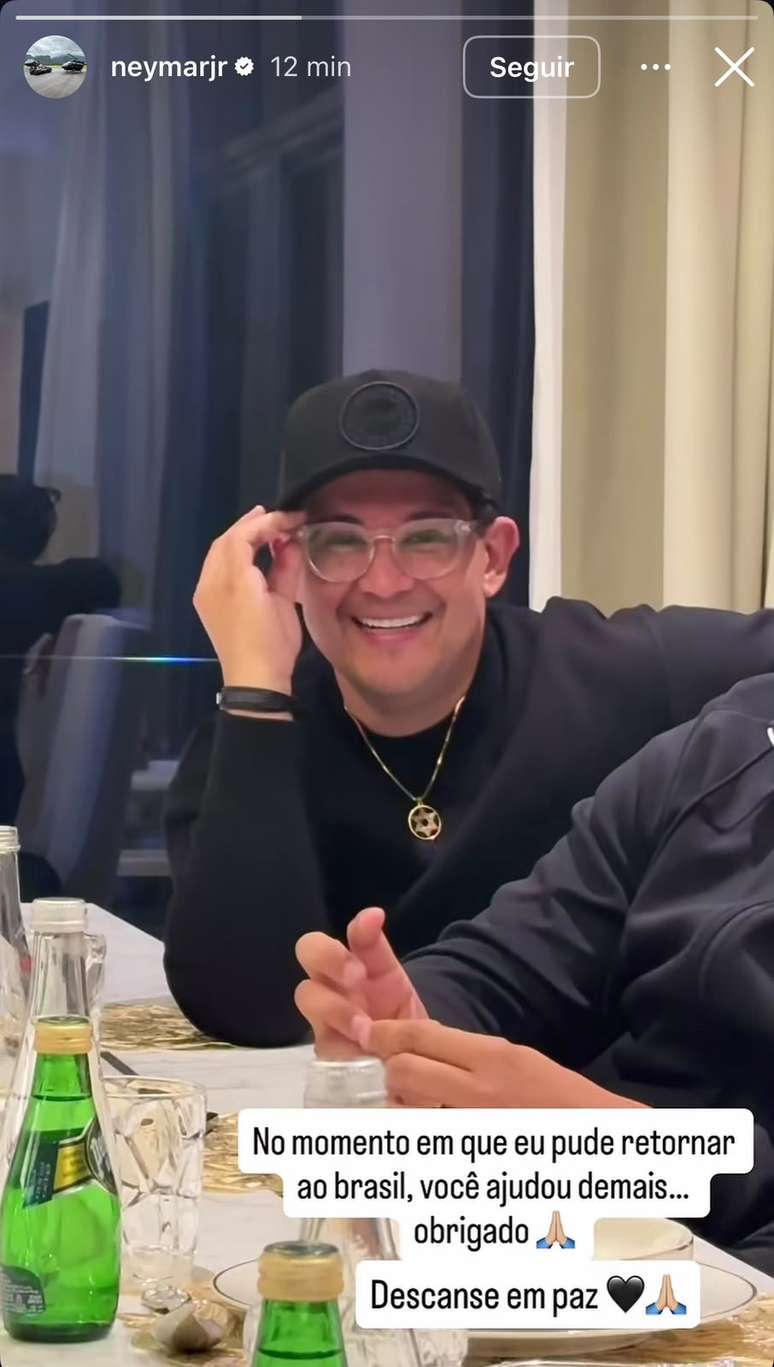 Neymar se pronuncia após morte do seu mentor, Bruno Avelar, em acidente de helicóptero: ‘Me ajudou demais’