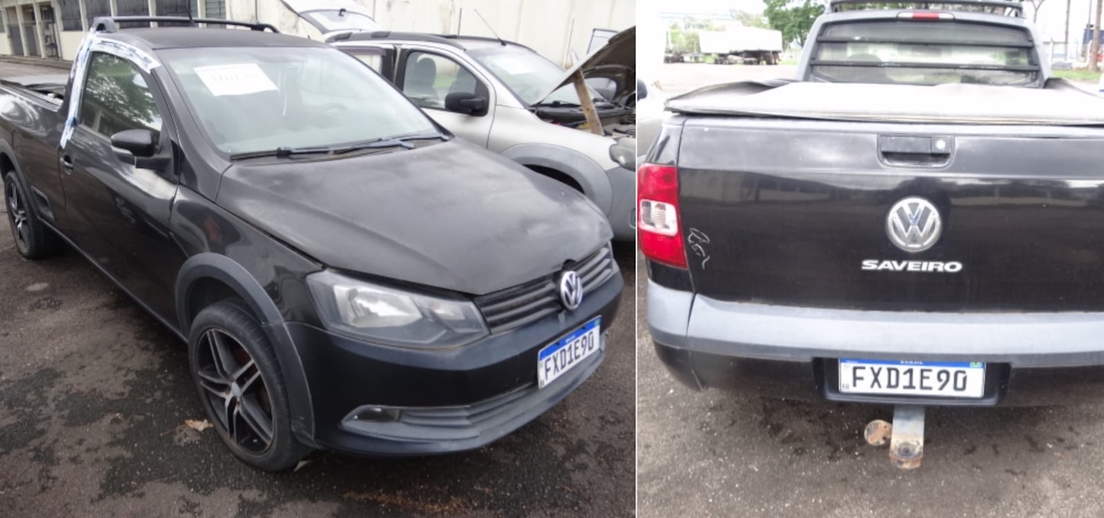 A Saveiro é um carro que mexe com fãs de picapes. Esta da foto é 2014/2015 e tem lance mínimo de R$ 4.000 Reprodução/Montagem/Receita Federal