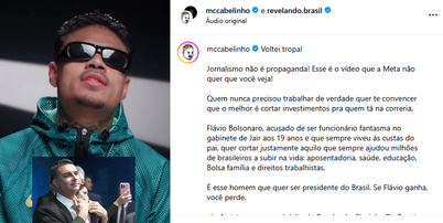 V&iacute;deo postado pelo MC Cabelinho faz parte do projeto Revelando Brasil, do Calma Urgente Foto: Reprodu&ccedil;&atilde;o/Instagram/@mccabelinho