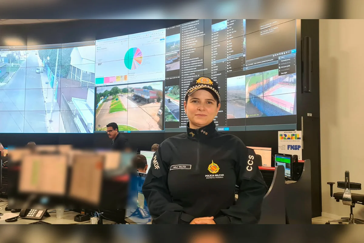 Major Talita, porta-vóz do COPOM DF, explicou o funcionamento do monitoramento em tempo real para o segundo turno das eleições