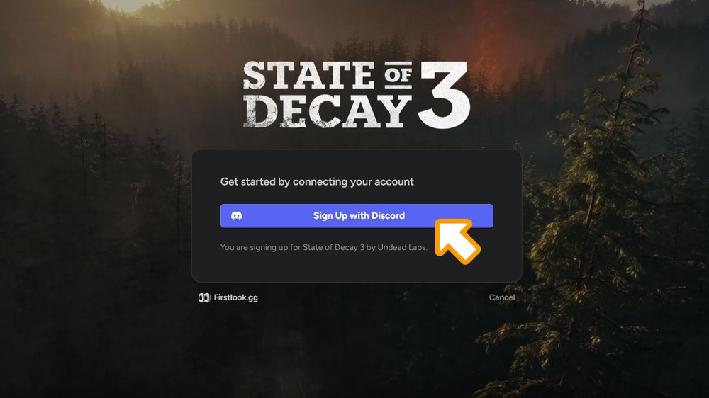 Conecte sua conta do Discord ao clicar em "Sign Up with Discord" no site de State of Decay 3 — Foto: Reprodução/Rafael Monteiro
