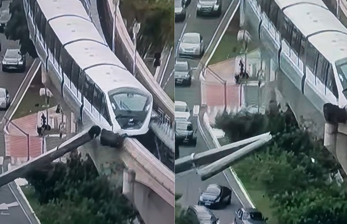 VÍDEO: Guindaste cai nos trilhos do monotrilho e atinge trem da Linha 15-Prata em SP