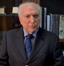 Michel Temer (MDB), em vídeo publicado no Instagram, declara apoio a Flávio Bolsonaro (PL) no 2º turno das eleições 2026 Foto: Reprodução / Instagram