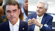 Caiado declara apoio a Fl&aacute;vio Bolsonaro no 2&ordm; turno: 'Aqui o PT n&atilde;o tem vez'