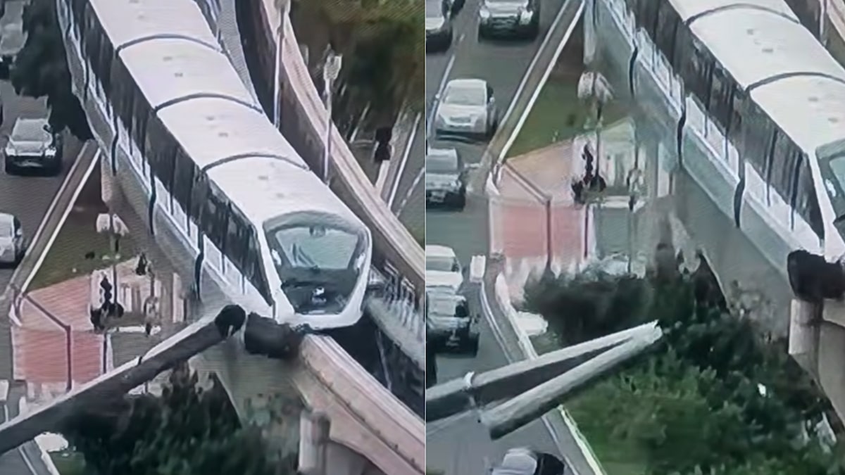 VÍDEO: Guindaste cai nos trilhos do monotrilho e atinge trem da Linha 15-Prata em SP