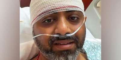 O capit&atilde;o Smit Machchhar com uma faixa na cabe&ccedil;a no hospital Foto: Narendra Modi / BBC News Brasil