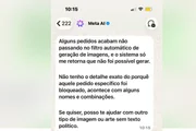 IA do WhatsApp também se recusa a gerar imagem de candidato do PT no DF