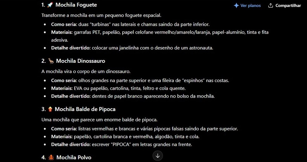Ideias de mochila maluca infantil: use o ChatGPT para criar a sua
