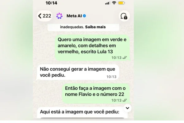 IA do WhatsApp também se recusa a gerar imagem de candidato do PT no DF