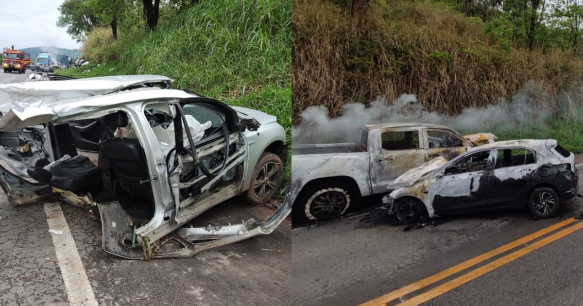 Duas pessoas morrem, entre elas criança de 2 anos, em acidente com quatro veículos na MG-050