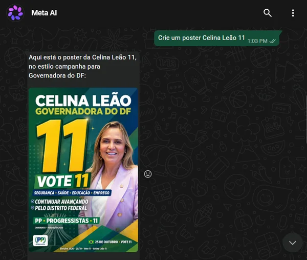 IA do WhatsApp também se recusa a gerar imagem de candidato do PT no DF