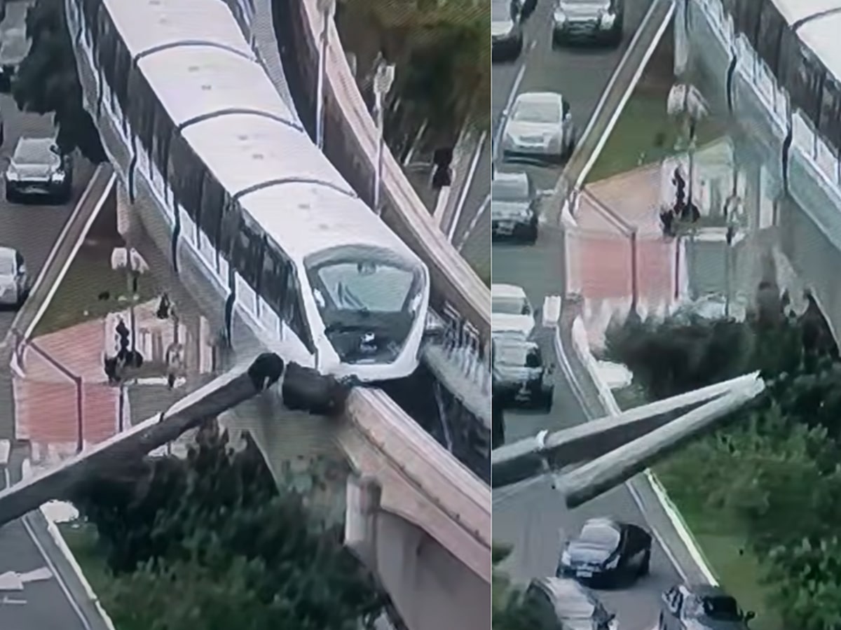 VÍDEO: Guindaste cai nos trilhos do monotrilho e atinge trem da Linha 15-Prata em SP